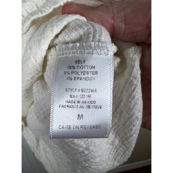 Altar'd State Kinsley Babydoll Top Tie Back White Brushed Cotton Gauzy Medium - Picture 4 of 6